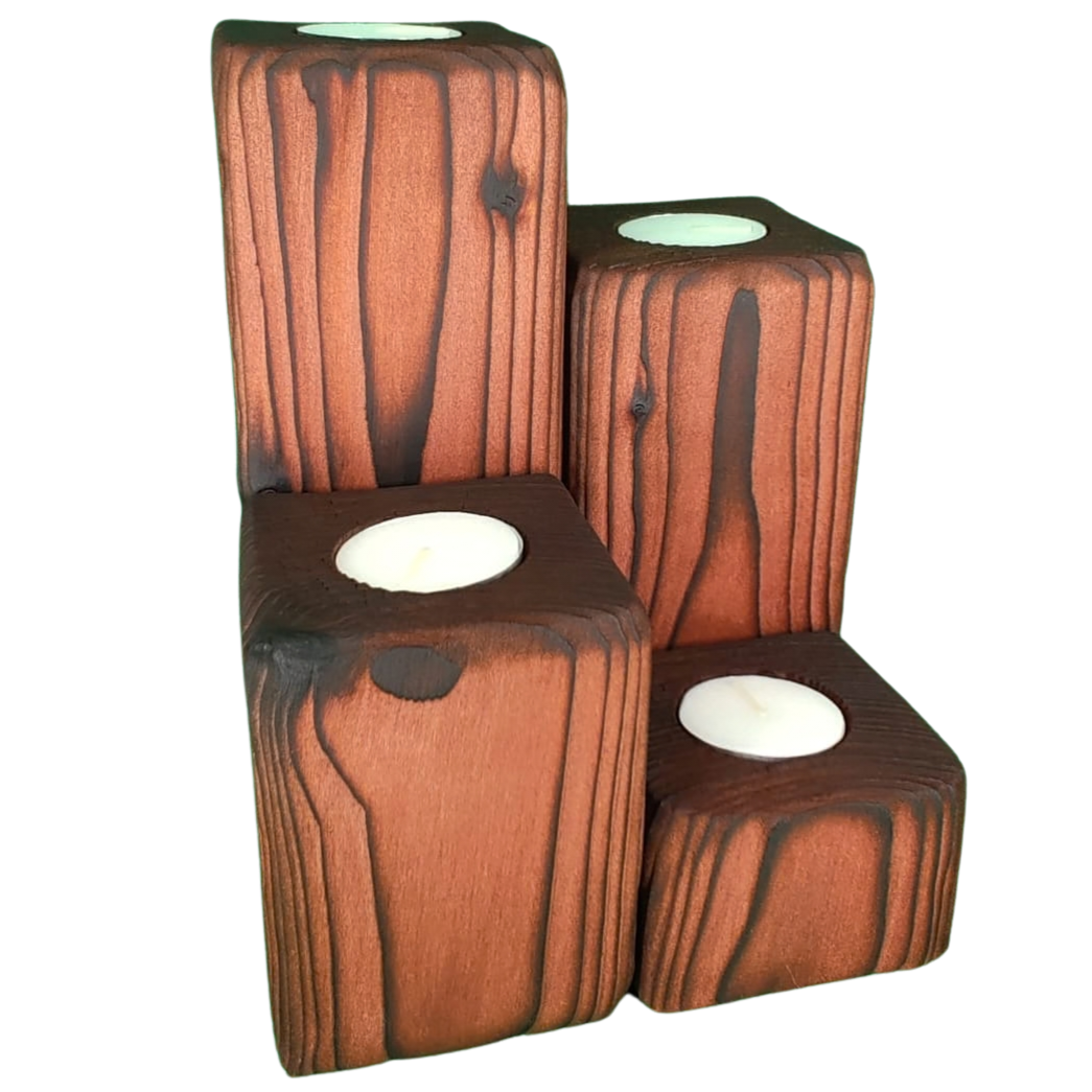 Rosewood Finish Candle Stands