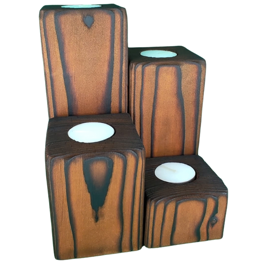 Teak Finish Candle Stands